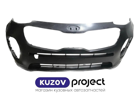 Бампер передний (лекало под омыватели / парктроники) Kia Sportage 2016-2019 (Китай)